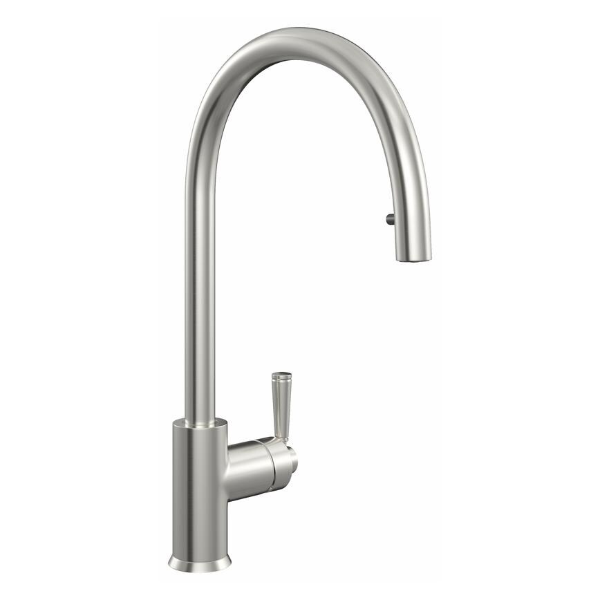 Garda Brushed Nickel Swan Neck Pull Out Kitchen Tap