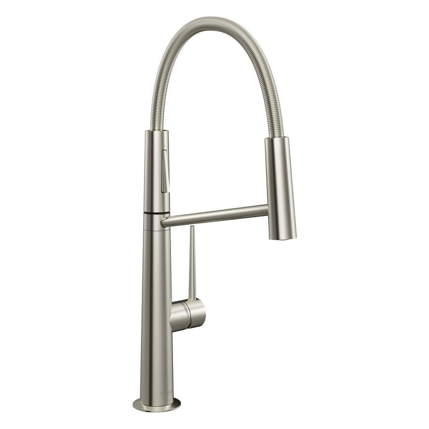 Nobili Levante Professional Brushed Nickel Swan Neck Pull Out Kitchen Tap