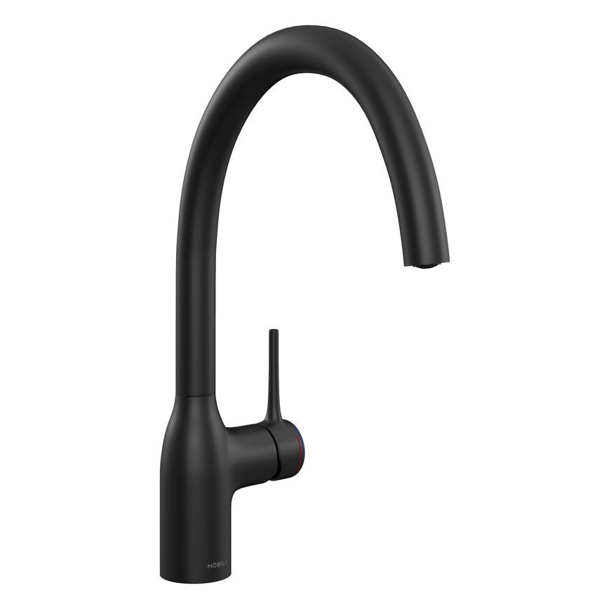 Nobili Mania Matt Black Swan Neck Kitchen Tap