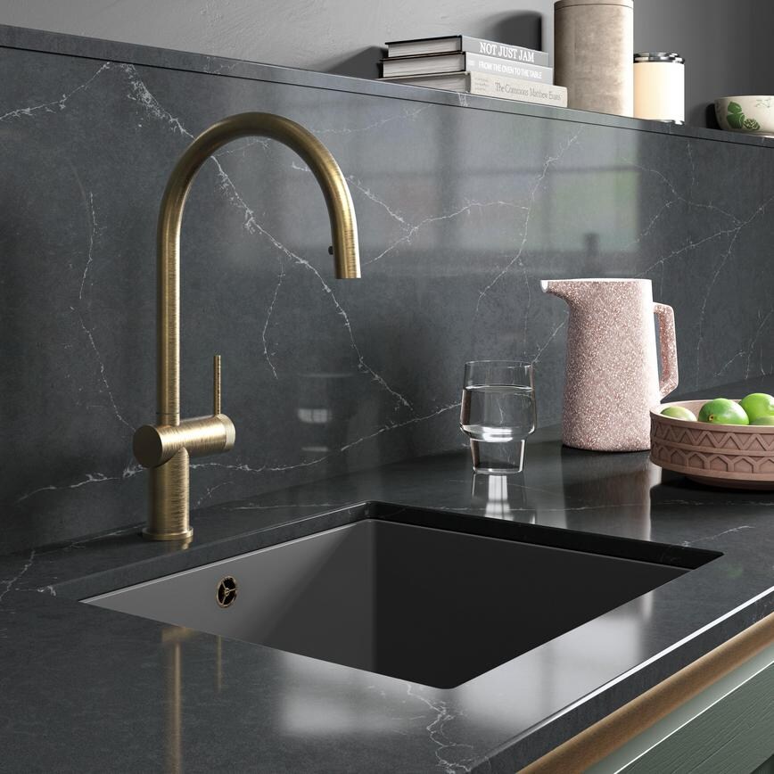 Porlock Brushed Aged Brass Swivel Pull Out Tap