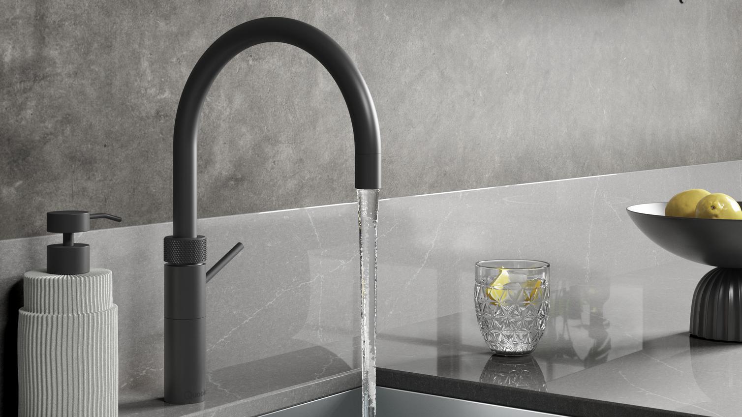 Quooker Fusion Black Tap  running