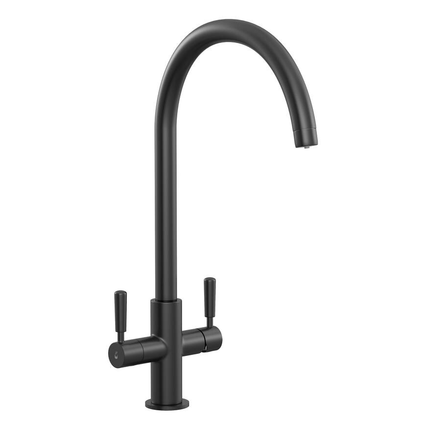 Pronteau Kynance Matt Black 3 in 1 J Spout Instant Hot Water Kitchen Tap 