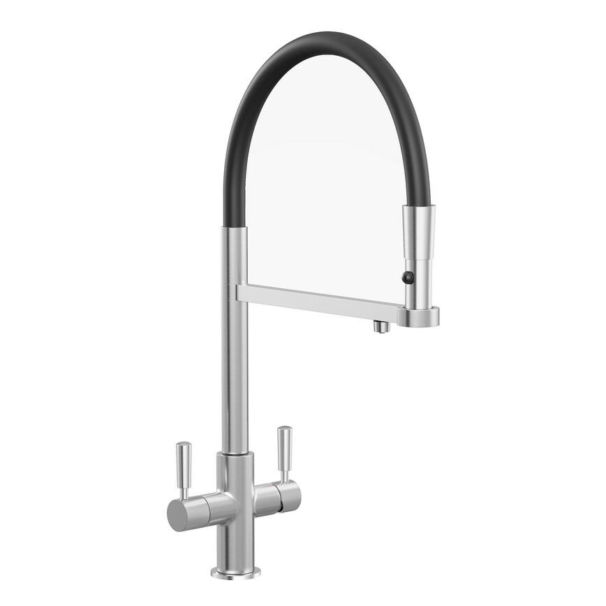 Pronteau Kynance Brushed Nickel 3 in 1 J Spout Instant Hot Water Kitchen Tap 