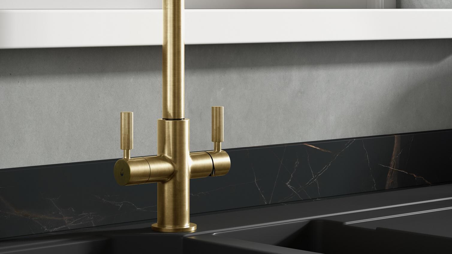 Kynance Aged Brass 3 In 1 Tap Kynance Aged Brass Ribbed Handle