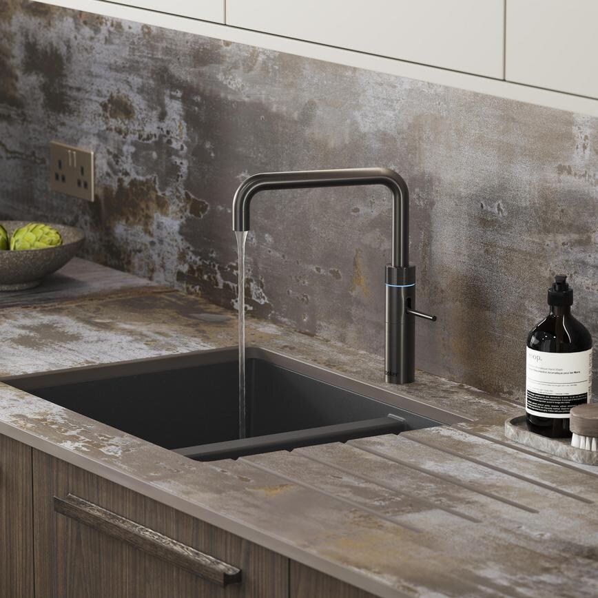Quooker Fusion Square Pro 3 Gun Metal Close Up On 