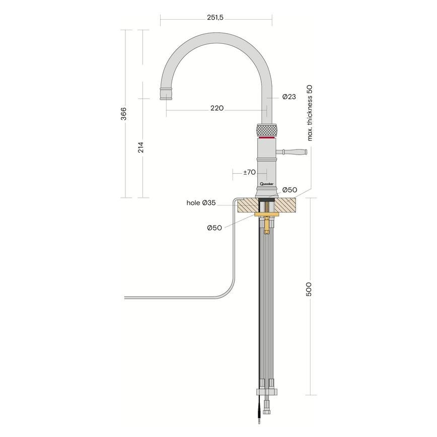 Quooker Classic Fusion Round Line Drawing