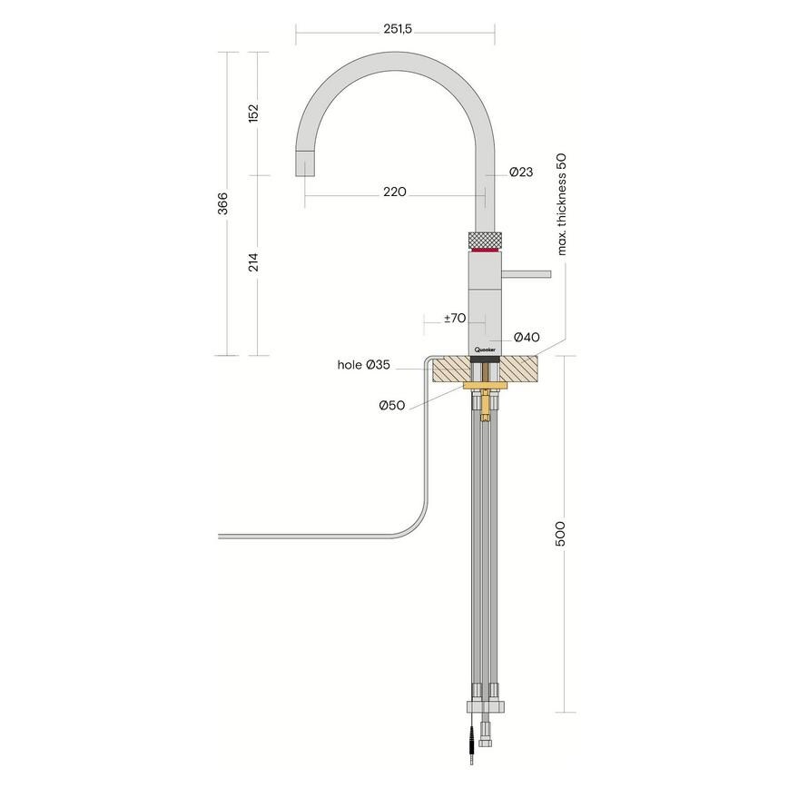 Quooker Fusion Round Line Drawing