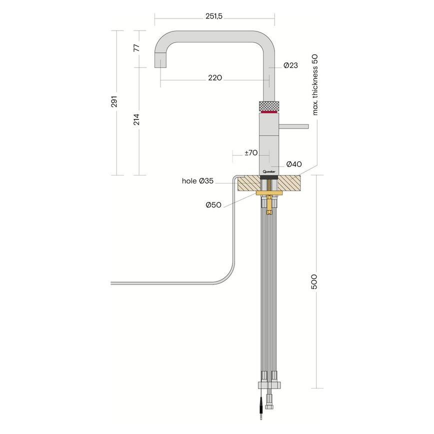 Quooker Fusion Square Line Drawing