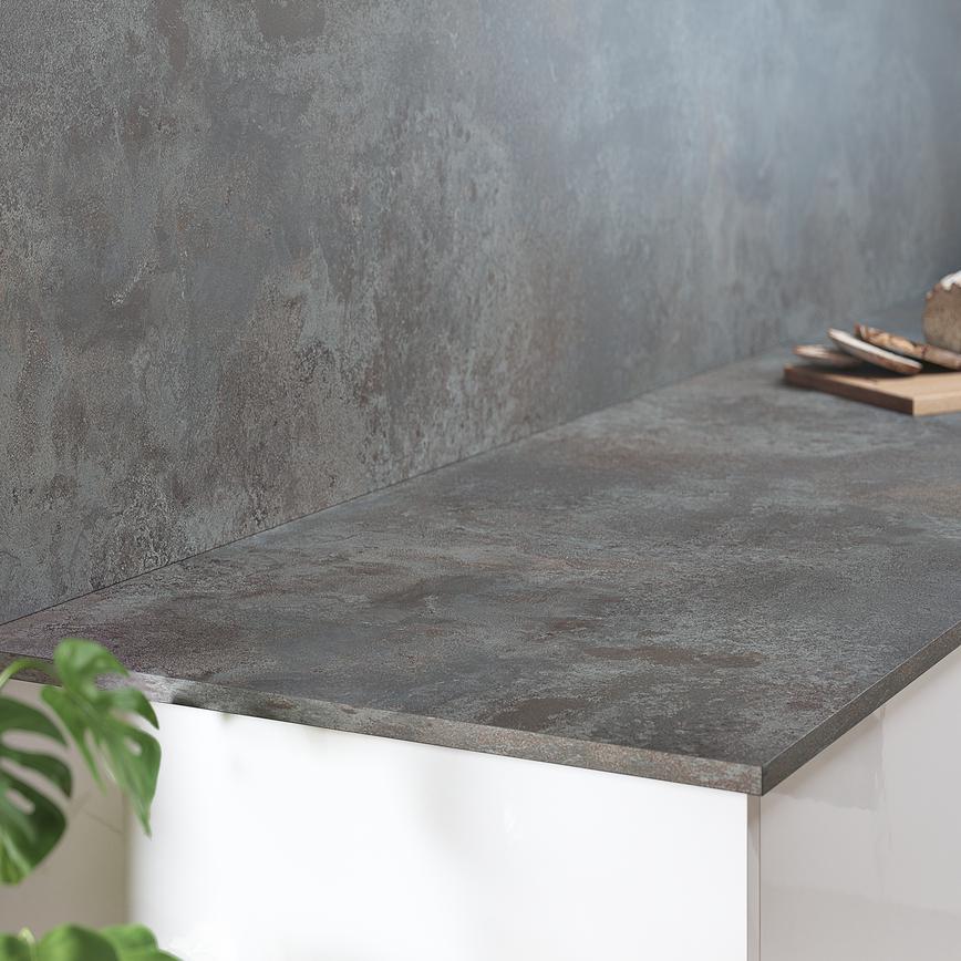 Oxidised Metal Marble Worktop and Backboard