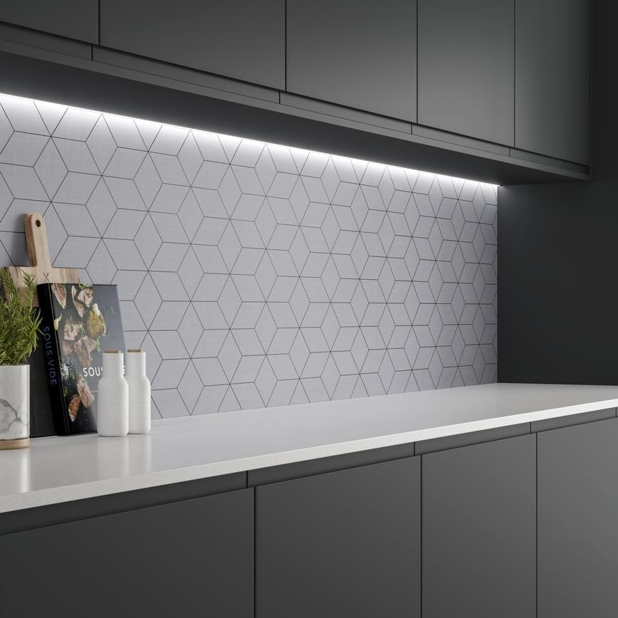 Blocked Hex Dove Grey Backboard