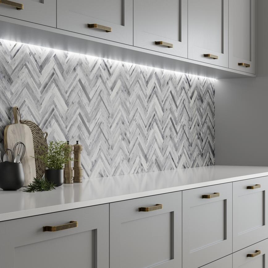 Herringbone Whitewash Backboard