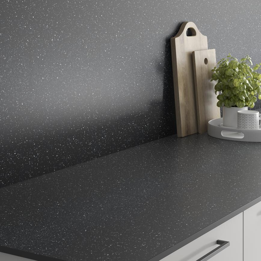 Black Sparkle Quarts Effect Laminate Backboard Cameo