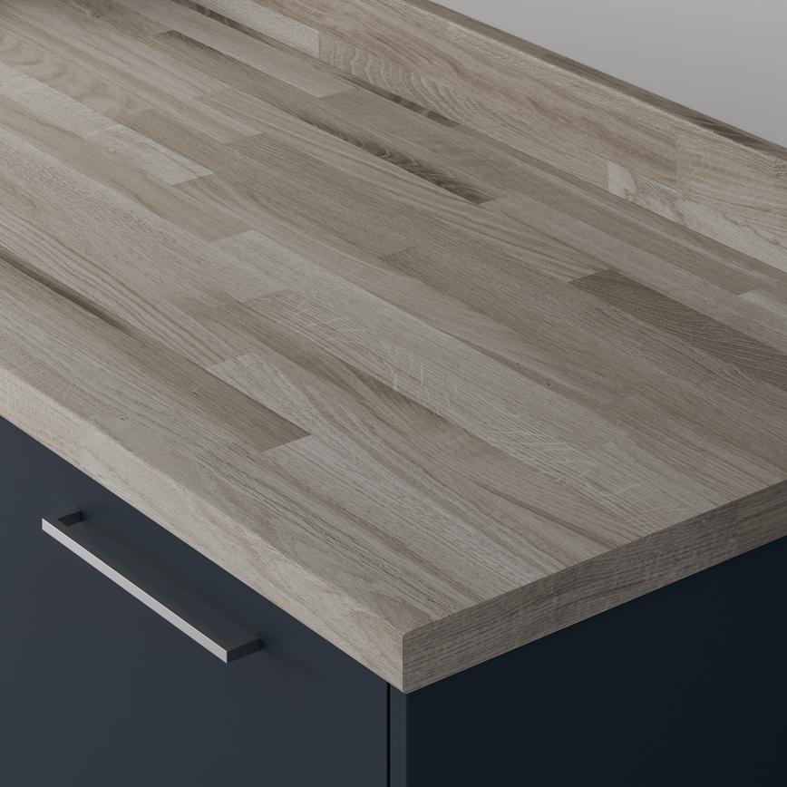 Authentic Grey Oak Block Effect Bullnose Worktop and Upstand