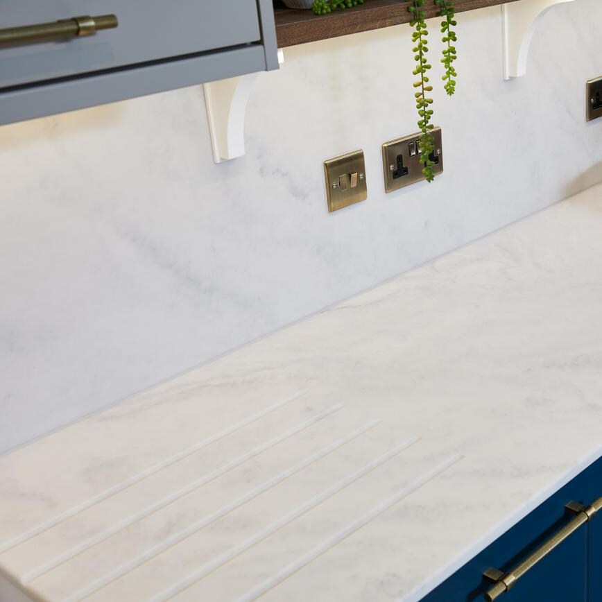 Bespoke Apollo Slab Tech 20mm White Carrara Acrylic Worktop