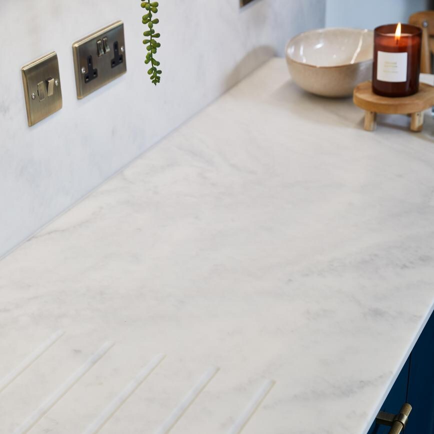 20mm White Carrara Acrylic Worktop