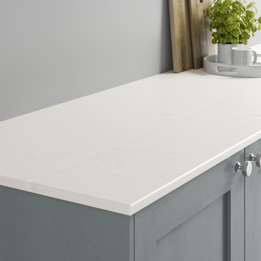 White Carrara Acrylic 20mm Worktop