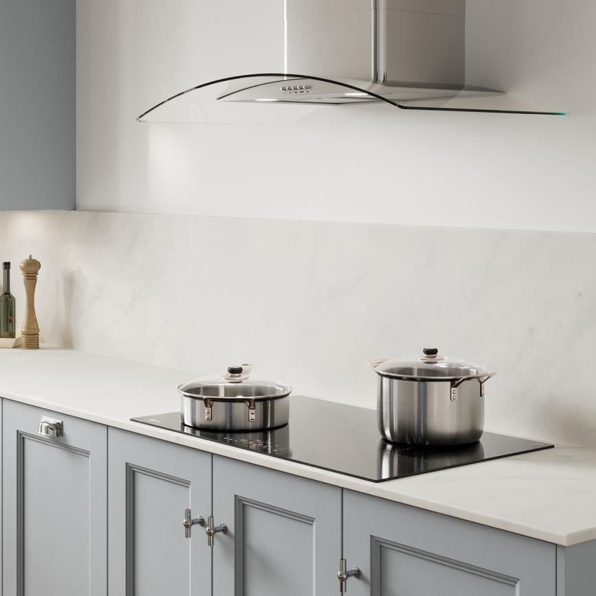 White Carrara Acrylic Behind Hob
