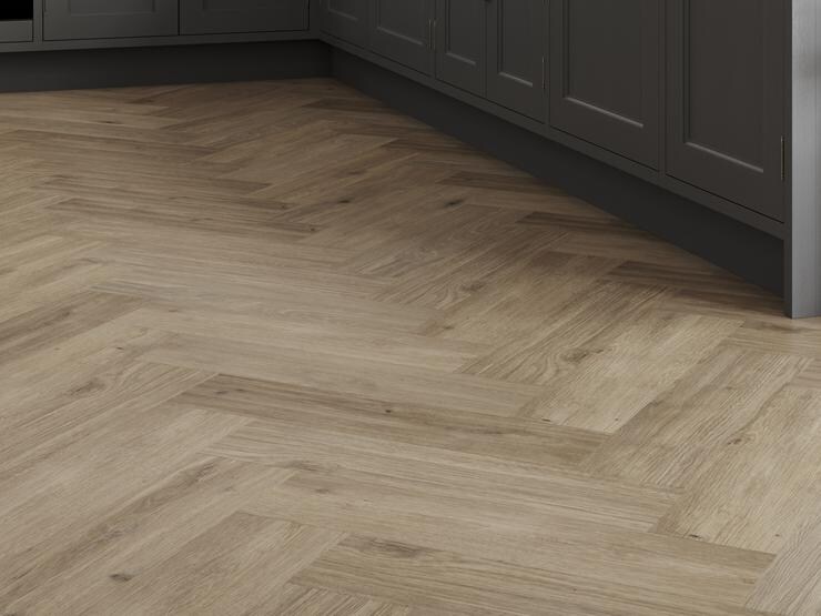 Karndean Korlok Herringbone Canadian Urban Oak Luxury Vinyl Flooring with Pre-Attached Underlay 3.00m² Pack 