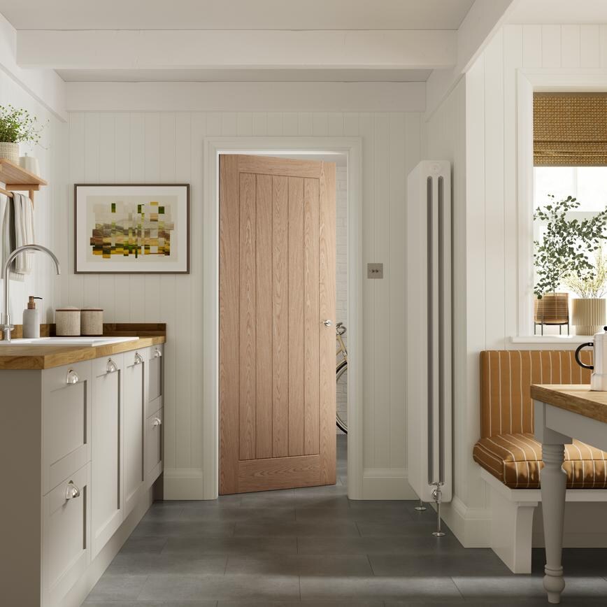 Howdens Welby 6'6 x 2'6" Oak Moulded FD30 Fire Door"