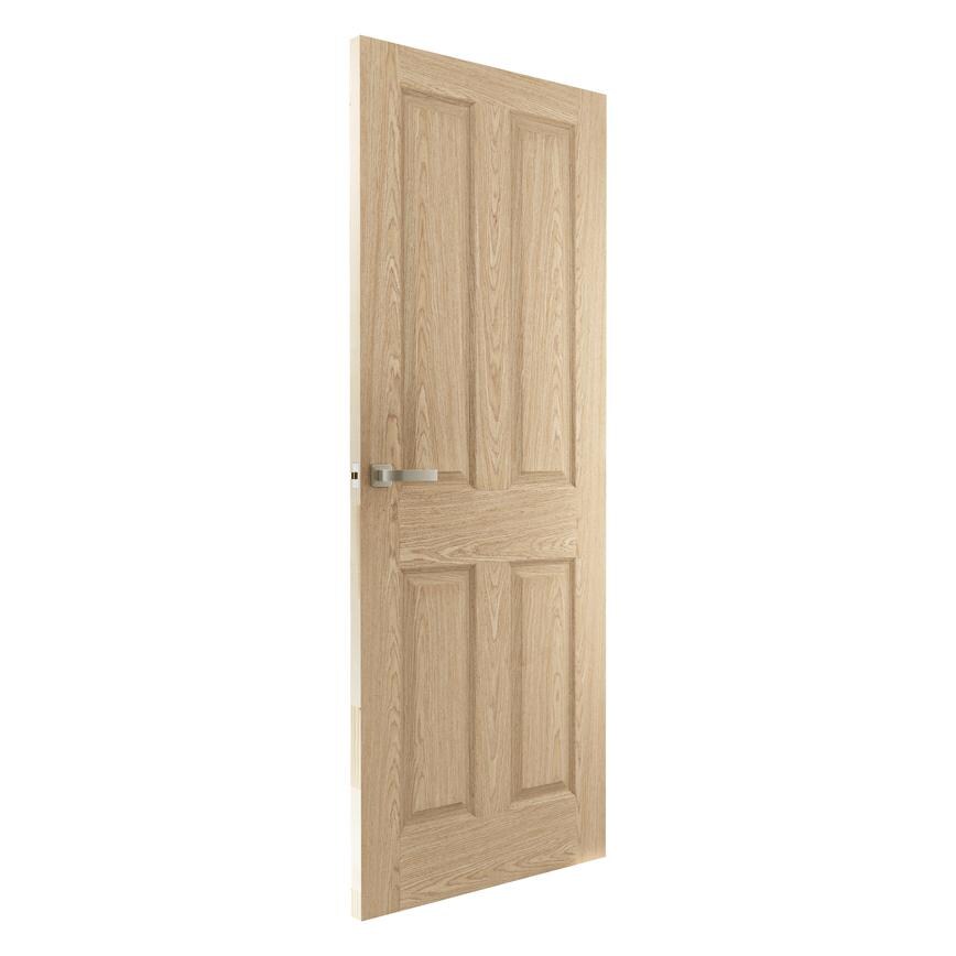 Howdens Kennington 6'6" x 2'6" Oak 4 Panel Moulded FD30 Fire Door