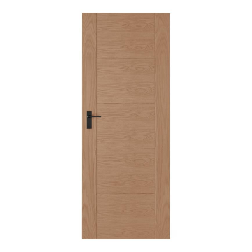 Daytona Pre-Finished Oak 2'6" Door with Black Munch Lever on Backplate Handle