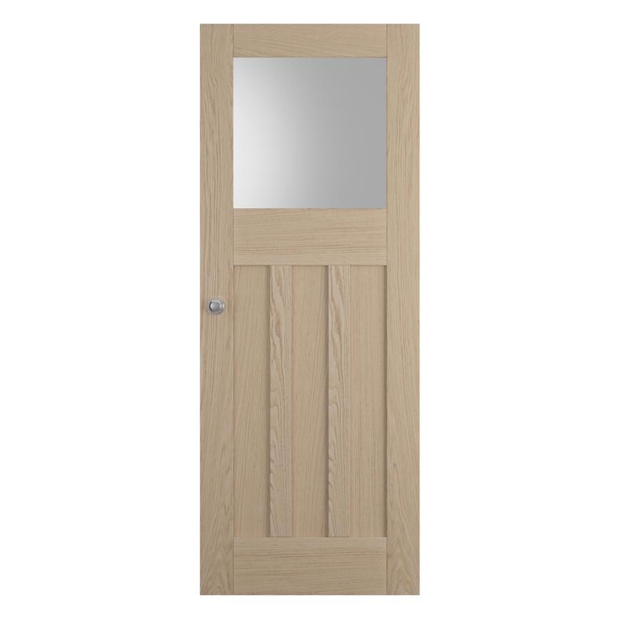 Howdens 1930s 6'6" x 2'6" Oak 4 Panel Clear Glazed Door
