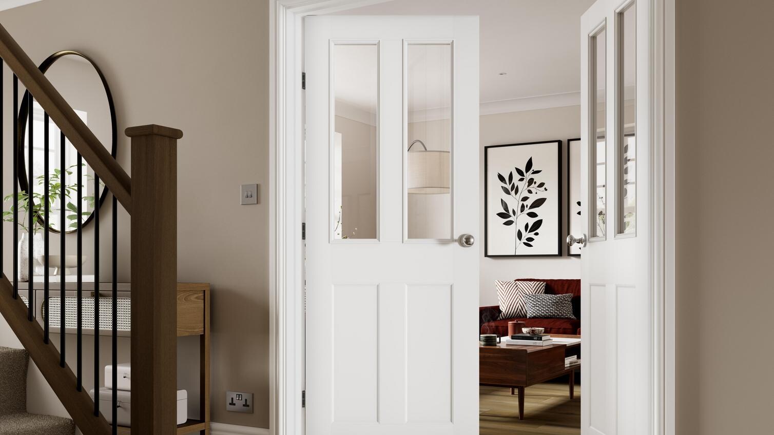 Howdens Bridgemere White Smooth 4 Panel Moulded Door