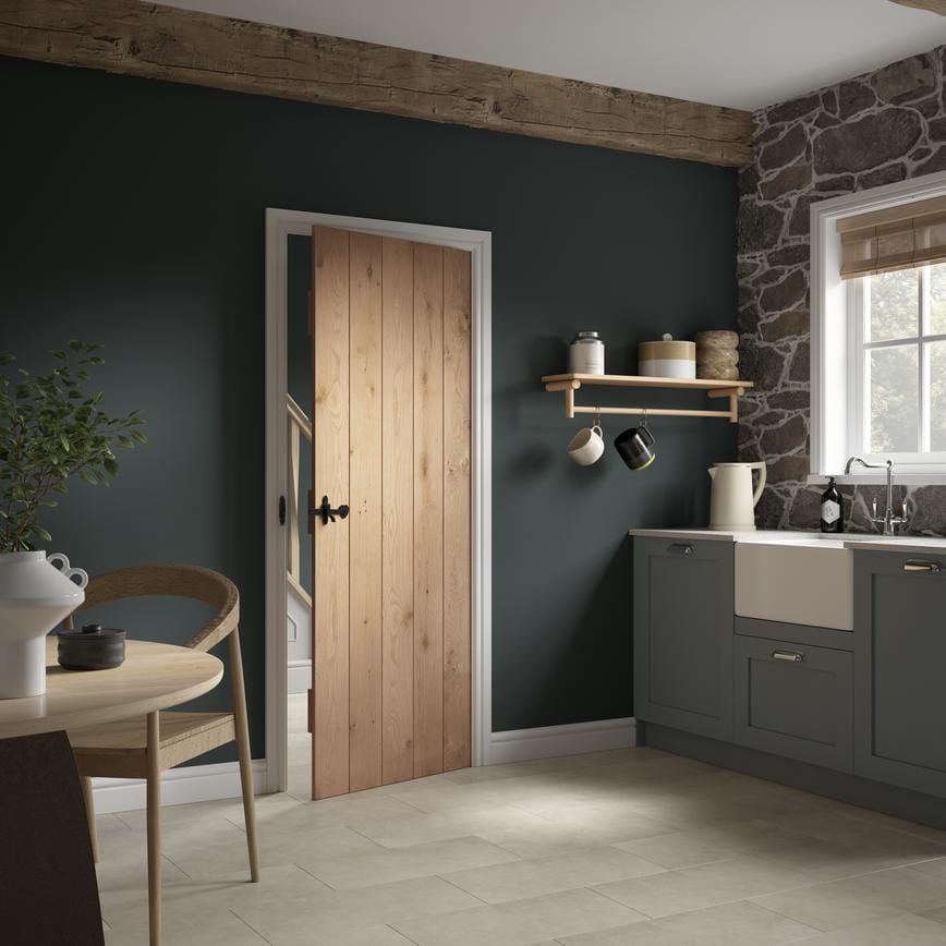 Howdens Solid Rustic Ledged 6'6 x 2'6" Oak Door"