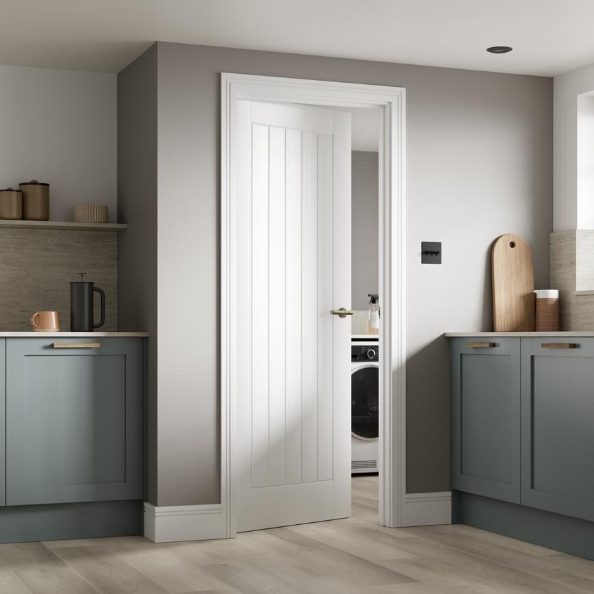 Howdens Dordogne 6'6 x 2'6" White Satin Smooth Pre-Finished Moulded Door"