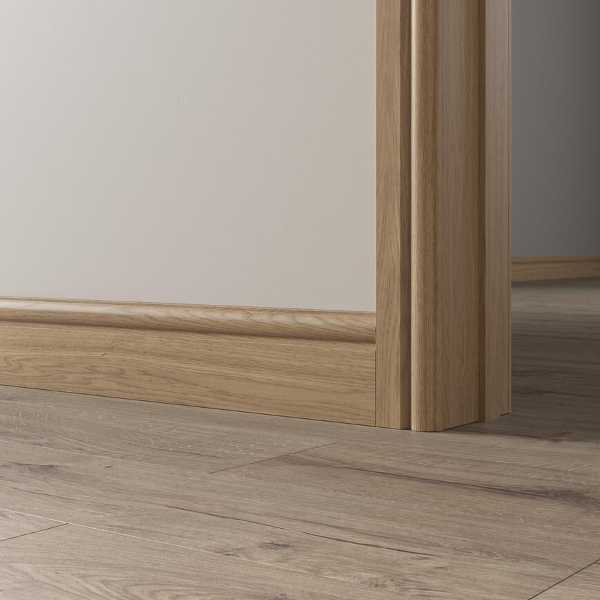 Howdens 4.2m x 119mm Torus Oak Veneered MDF Skirting Board