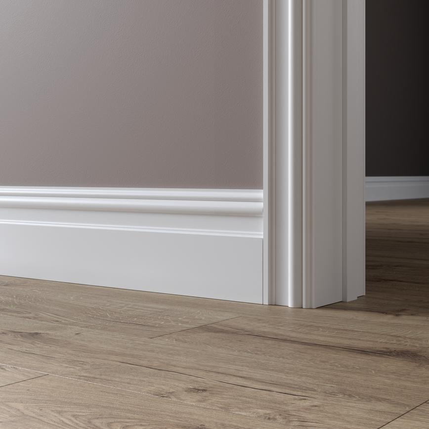 Howdens 4.2m x 170mm Victorian White Primed MDF Skirting Board