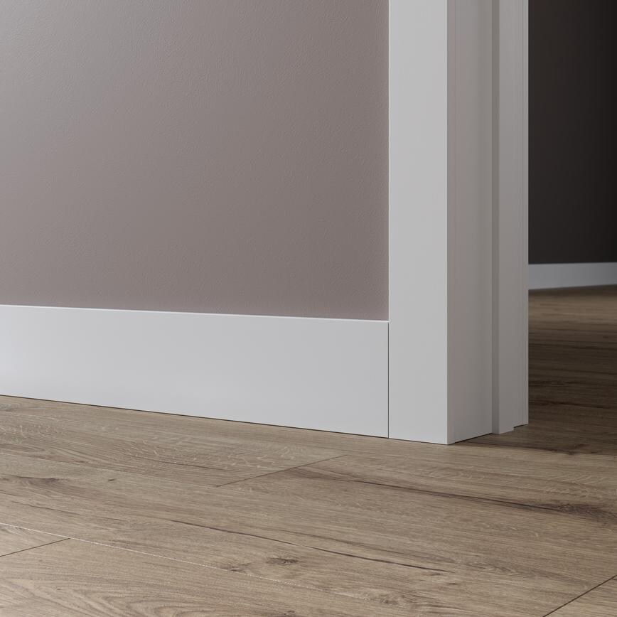 Howdens 4.2m x 120mm Square White Primed MDF Skirting Board