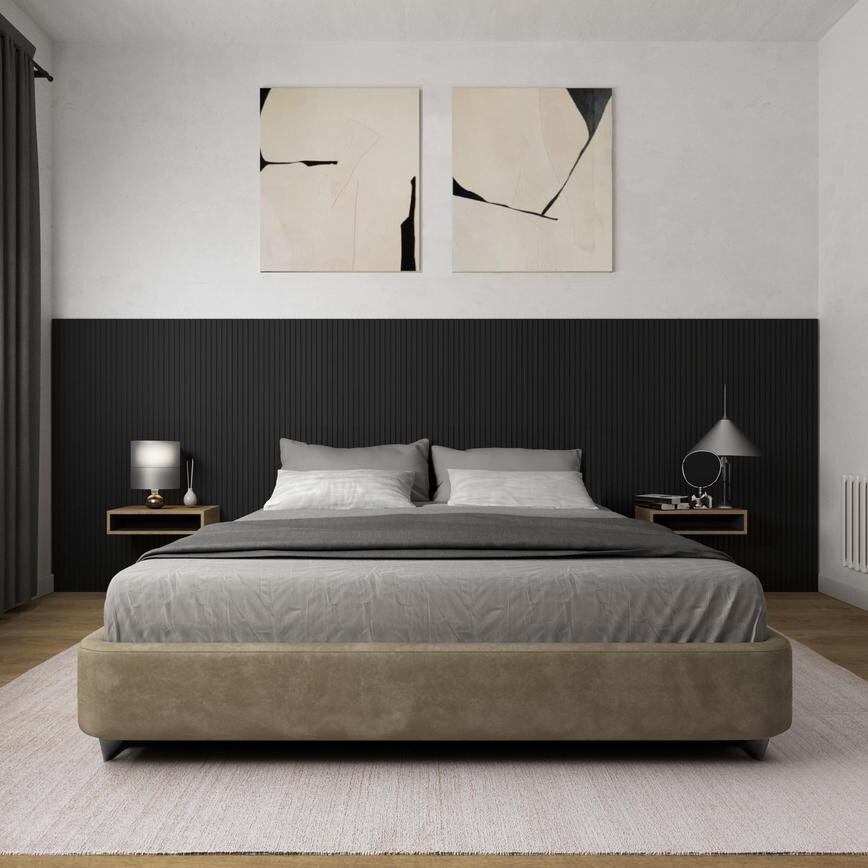 Howdens 2.6m x 167mm Matt Black Wrapped MDF Reeded Wall Panelling Pack of 6