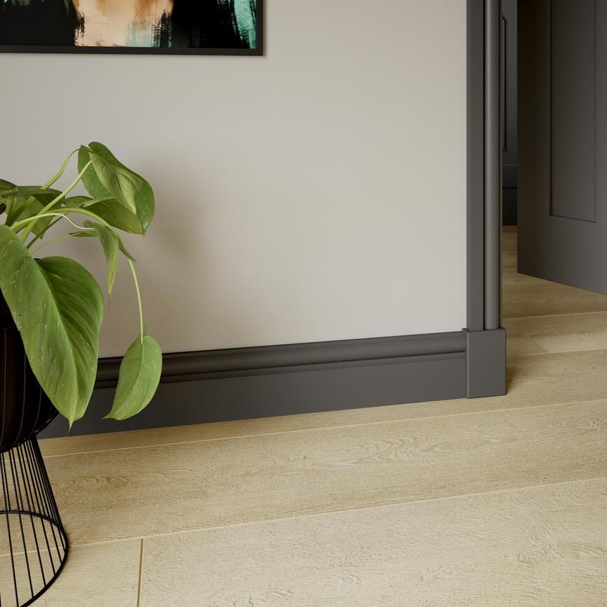 Howdens Chamfered 180mm x 80mm White MDF Plinth Block