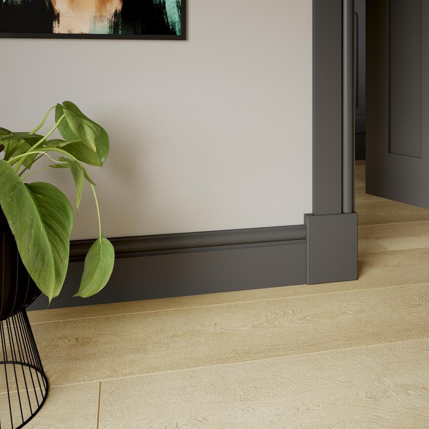 Howdens Chamfered 180mm x 80mm White MDF Plinth Block Torus