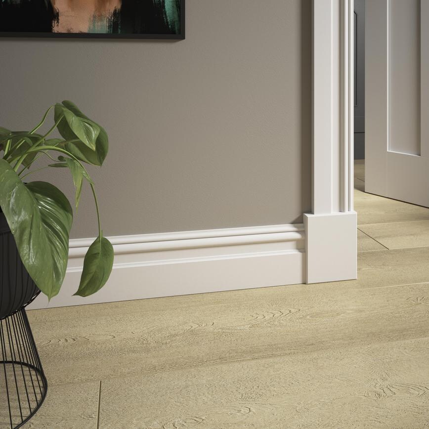 Howdens Chamfered 180mm x 80mm White MDF Plinth Block Painted