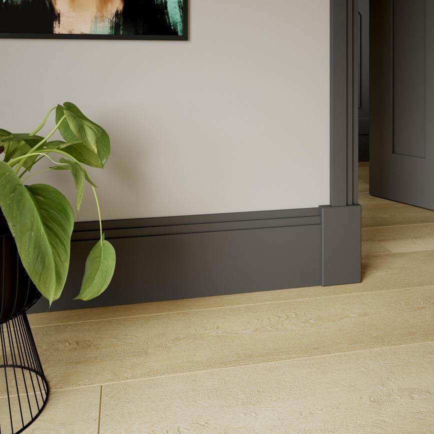 Howdens 260mm x 105mm Chamfered White MDF Plinth Block