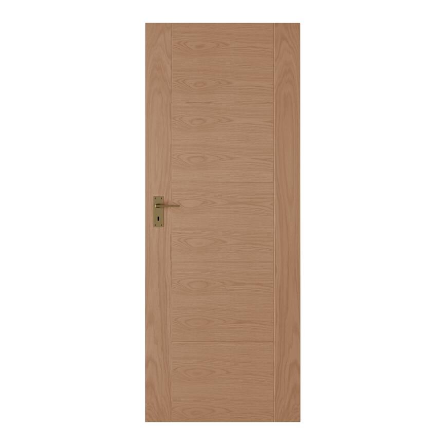 Daytona 2'6" Pre-Finished Oak Door with Munch Antique Brass Handle