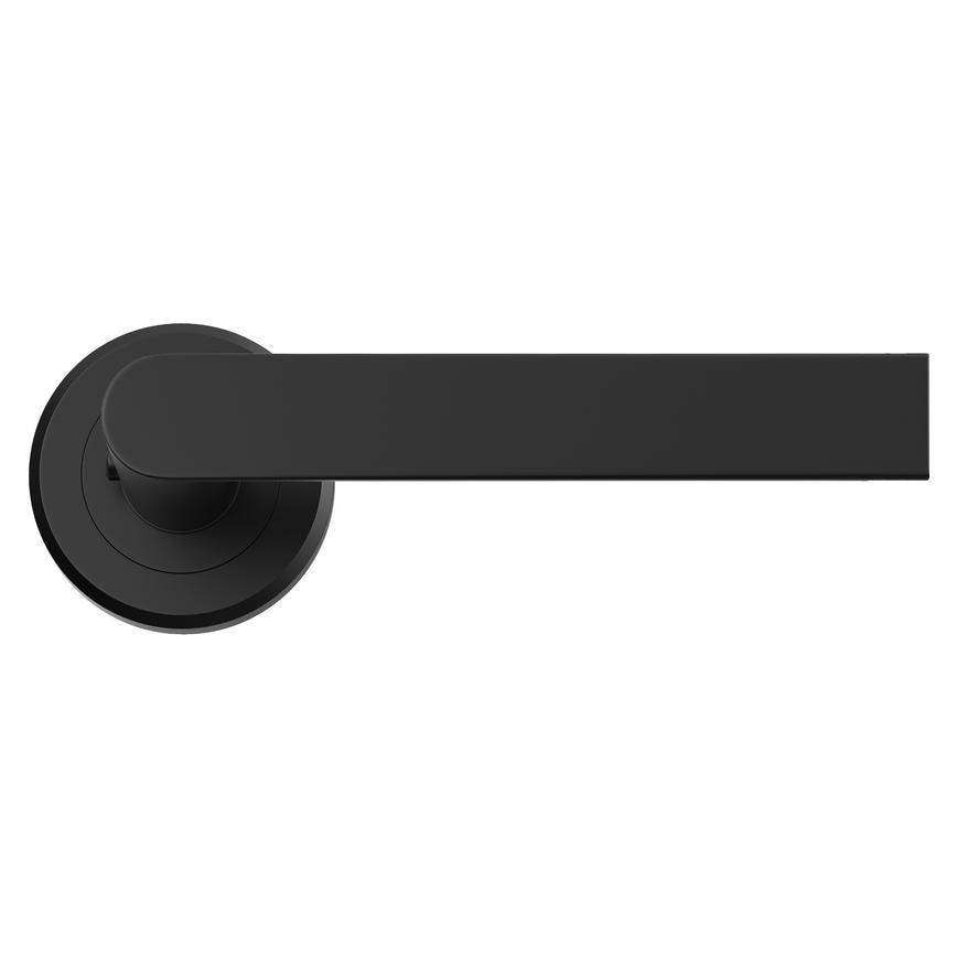 Carlisle Brass Serozzetta Edge Matt Black Fire Rated Lever on Rose Door Handle Pair