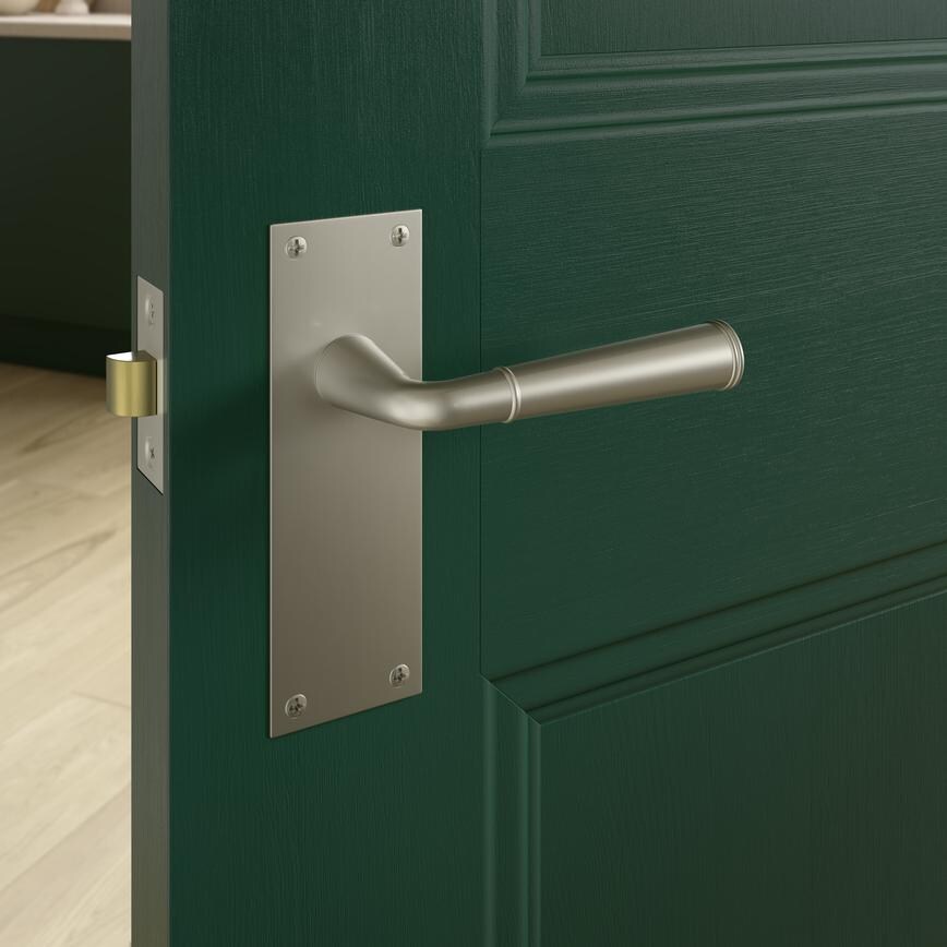 Fuller and Forge Arno Satin Nickel Lever on Backplate Latch Door Handle Pair