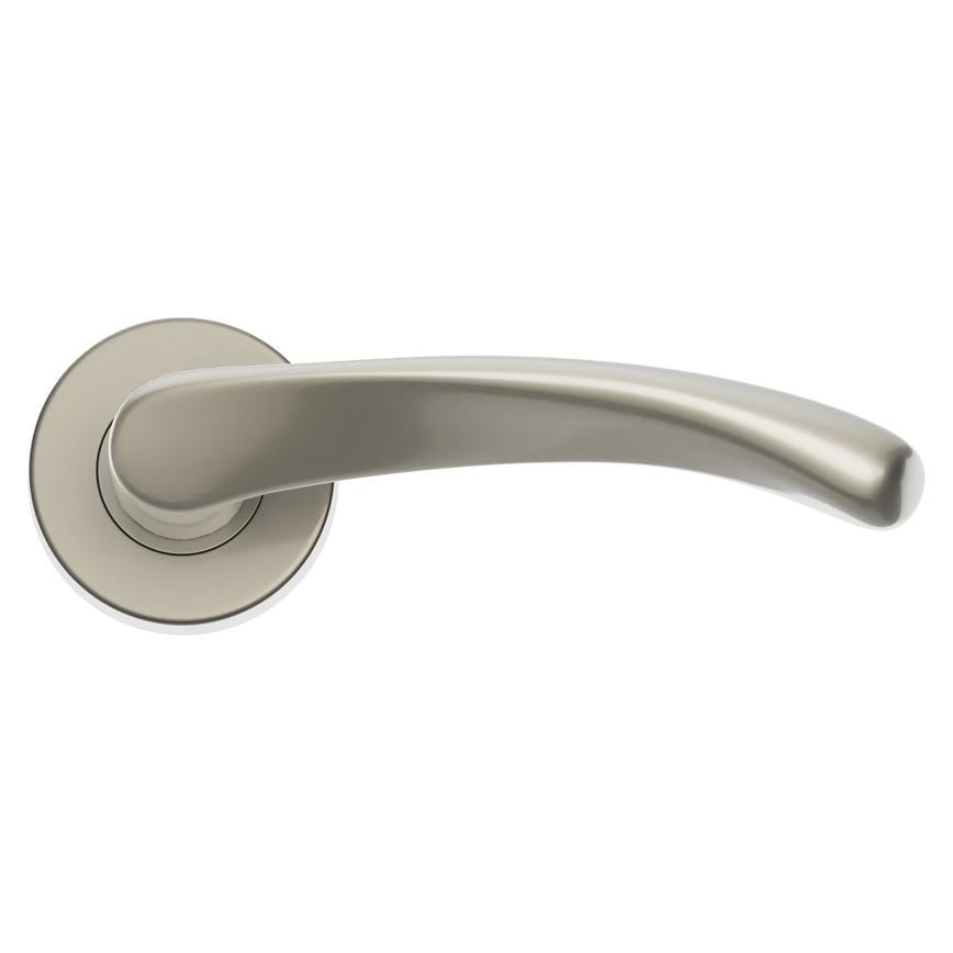 Garda Satin Nickel Lever on Rose Door Handle Pair