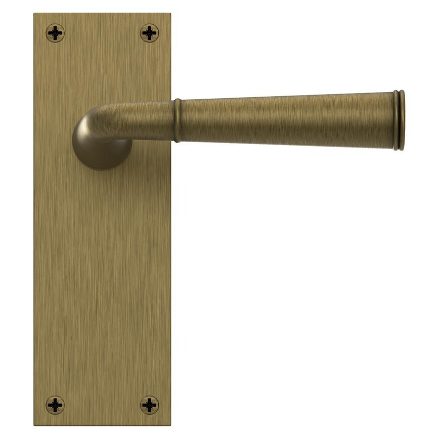 Fuller and Forge Arno Antique Brass Lever on Backplate Latch Door Handle Pair