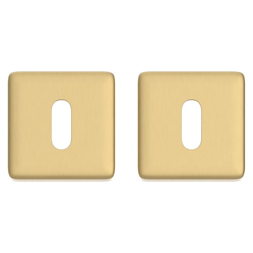 Satin Brass 50mm Square Standard Escutcheon Pair
