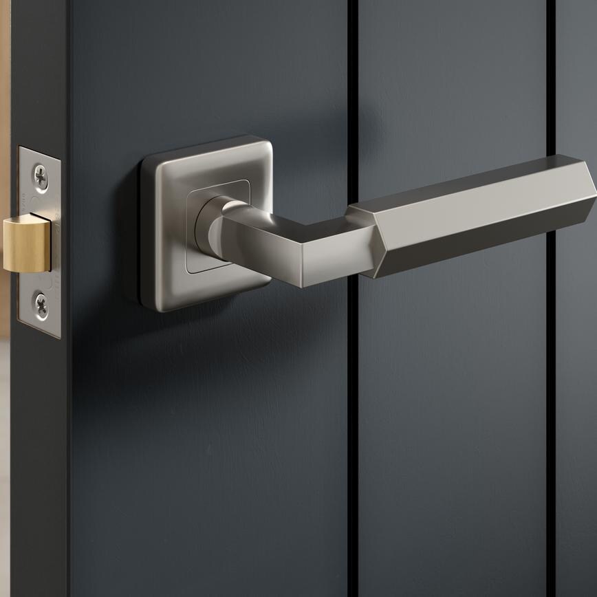 Fuller and Forge Tanaro Hexag Lever on Rose Satin Nickel