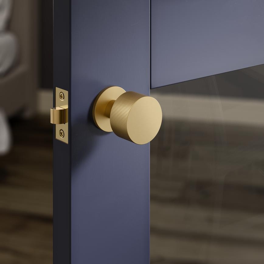 Orta Fluted Knob On Slim Rose Satin Brass Situational