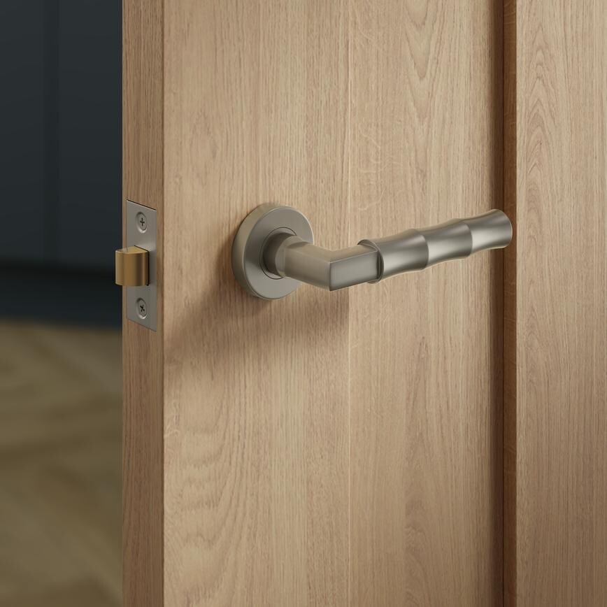 Bamboo Satin Nickel On Rose Kitchen Situational