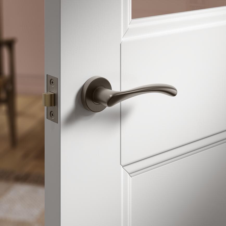 Fuller and Forge Garda Satin Bronze Lever on Rose Door Handle Pair