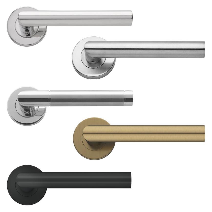 BLecco Mitred Fire Rated Lever on Round Rose Family