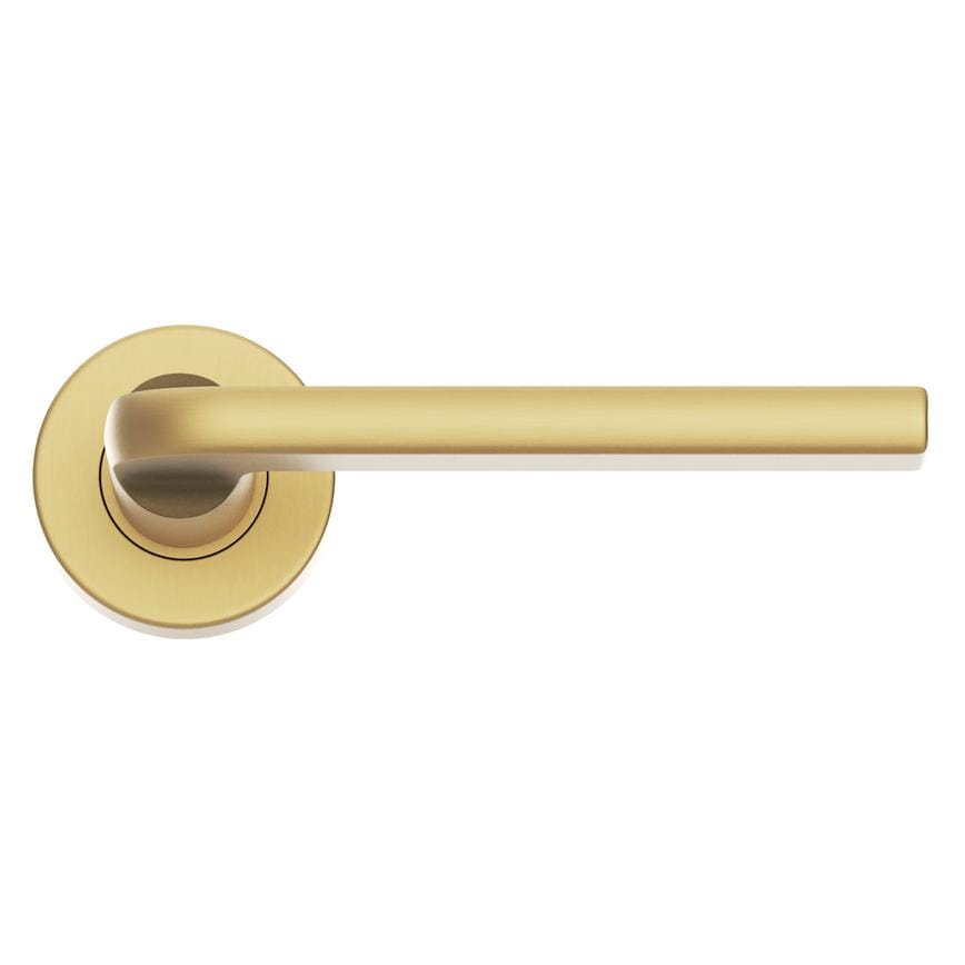 Fuller and Forge Munch Satin Brass Lever on Rose Door Handle Pair