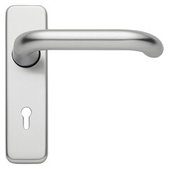 Round Bar Lever on Backplate Lock Satin Aluminium Door Handle Pair